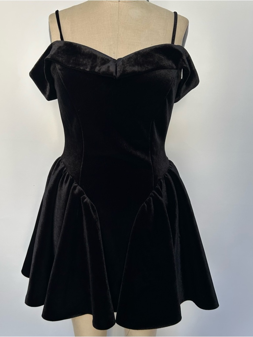 Black Velvet Off-Shoulder Fit & Flare Dress